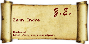 Zahn Endre névjegykártya